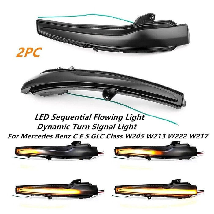 Par de luces de espejo lateral con señal de giro dinámica LED para Mercedes Benz W205 X253 W213 W222 - Quierox - Tienda Online