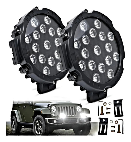 Par Faros Redondo 17 Led Cree 7 Pulgadas 51w Jeep 4x4 - Quierox - Tienda Online