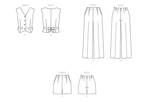 Patrón de costura Butterick para chaleco, pantalones y pantalones cortos - Quierox - Tienda Online
