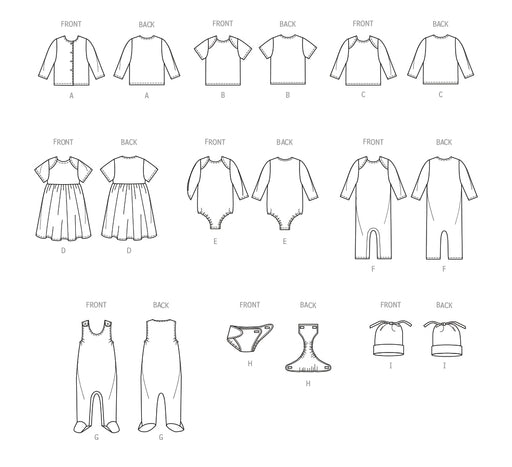 Patrón de costura Butterick para chaqueta, blusa, vestido, mameluco, cubrepañal y gorro - Quierox - Tienda Online