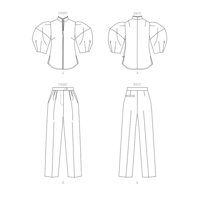 Patrón de costura Vogue V1704 - Combinación de blusa y pantalón - Mangas abullonadas - Quierox - Tienda Online