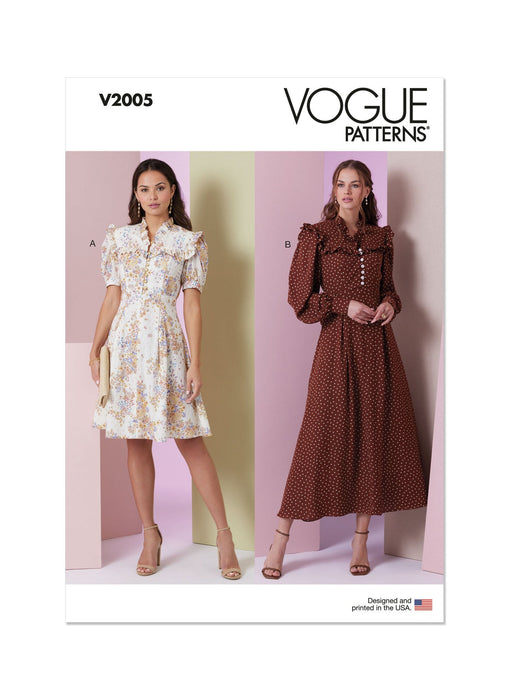 Patrones de Vogue: Vestido para señoritas en dos largos con variaciones de mangas - Quierox - Tienda Online