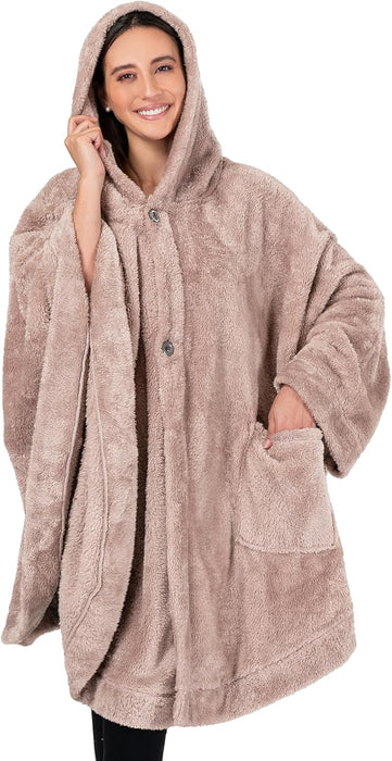 PAVILIA - Poncho con capucha y diseño de ángel para mujer, suave y esponjoso, tipo manta - Quierox - Tienda Online