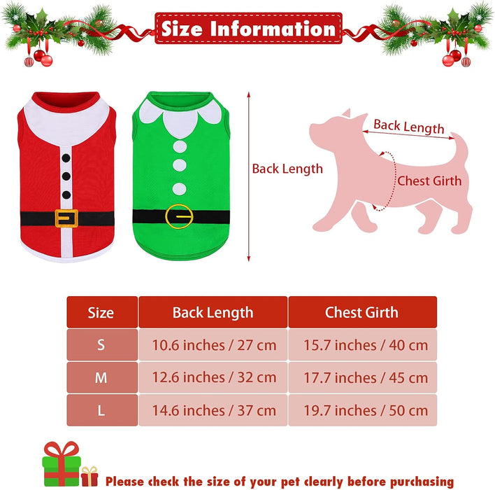 Pedgot Paquete de 2 camisas de Navidad para perros, de algodón, sin mangas - Quierox - Tienda Online