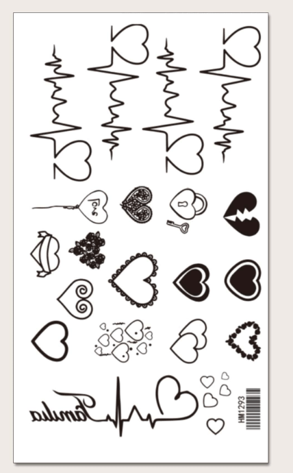 Pegatina de tatuaje con diseño de corazón de KING HORSE 2PC - Quierox - Tienda Online