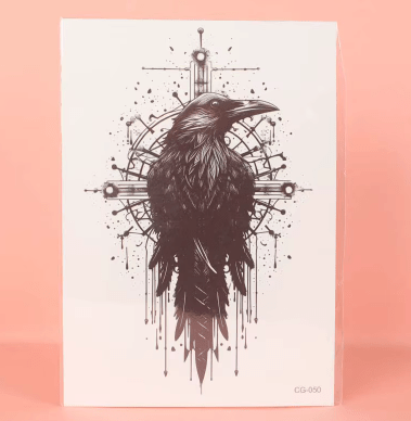 Pegatina de tatuaje temporal realista impermeable, duradera, de cuervo - Quierox - Tienda Online