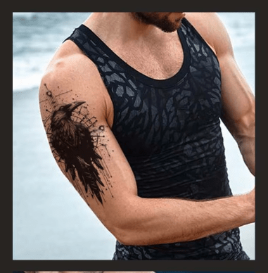 Pegatina de tatuaje temporal realista impermeable, duradera, de cuervo - Quierox - Tienda Online