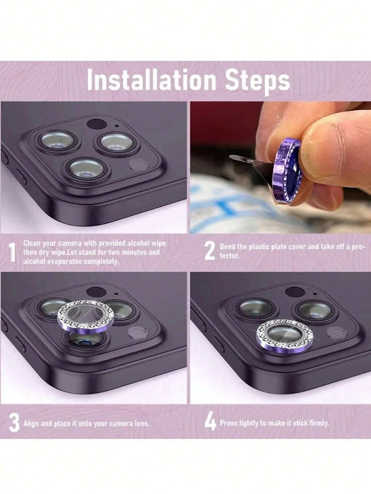 Película protectora para lente de cámara Apple con incrustaciones de diamantes de imitación - Quierox - Tienda Online