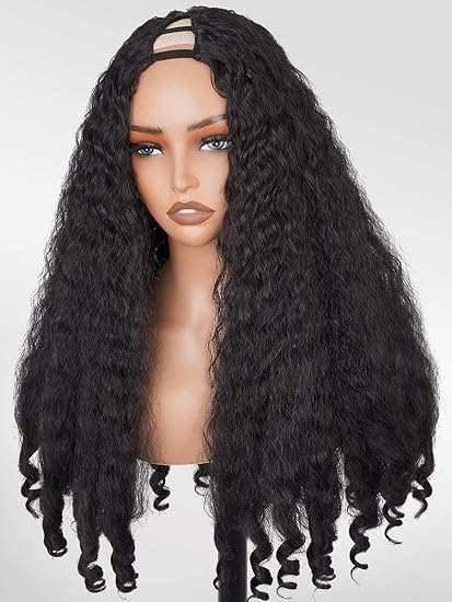 Peluca afro con raya en V, rizada y con textura afro, densidad del 180% - Quierox - Tienda Online