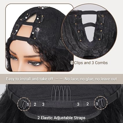 Peluca afro con raya en V, rizada y con textura afro, densidad del 180% - Quierox - Tienda Online