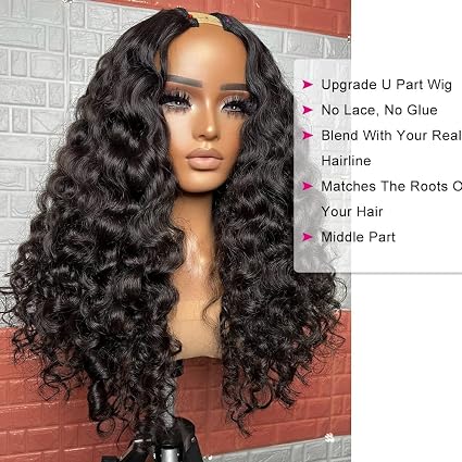 Peluca con parte en V, peluca rizada, peluca afro de ondas sueltas, fácil de usar - Quierox - Tienda Online