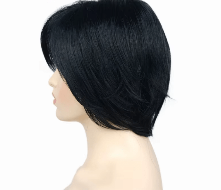 Peluca de cabello sintético resistente al calor, flequillo recto lateral de seda corta, 10 pulgadas - Quierox - Tienda Online