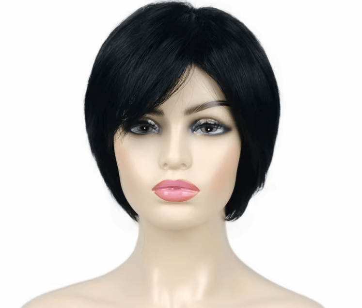 Peluca de cabello sintético resistente al calor, flequillo recto lateral de seda corta, 10 pulgadas - Quierox - Tienda Online