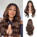Peluca de diadema marrón mixta, sin pegamento, con ondas, con diadema incorporada, densidad 150% - Quierox - Tienda Online