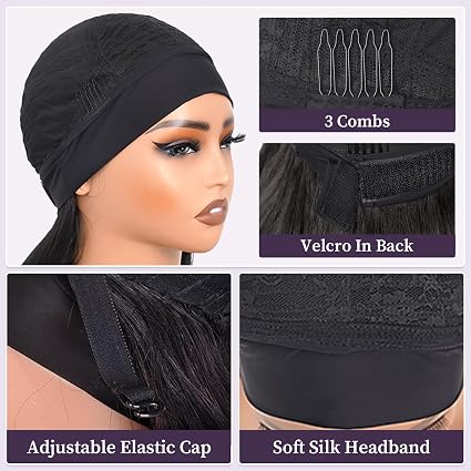 Peluca de diadema marrón mixta, sin pegamento, con ondas, con diadema incorporada, densidad 150% - Quierox - Tienda Online