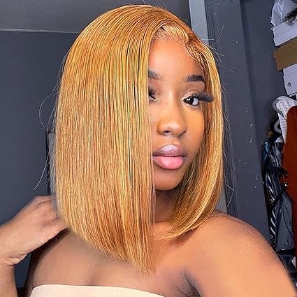 Peluca Hihmarm de cabello humano rubio miel n.° 30, estilo bob, sin pegamento,12 pulgadas. - Quierox - Tienda Online