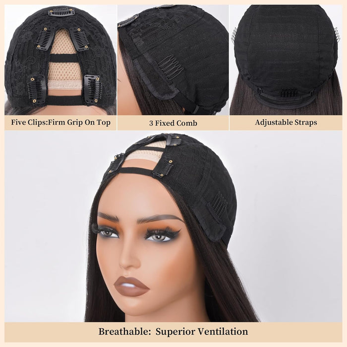 Peluca sintética de onda suelta con parte en V para mujeres negras, parte en U - Quierox - Tienda Online