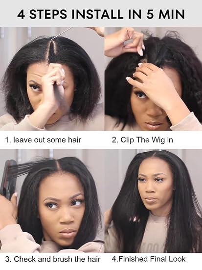 Peluca Yaki Straight V Part, media peluca afro rizada lisa, densidad del 180% - Quierox - Tienda Online
