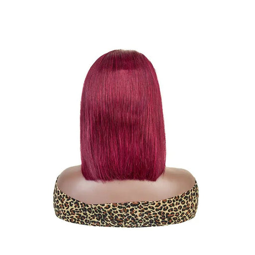 Pelucas Bob con Encaje Frontal Burdeos, Corte Recto Pre - Desplumado - Quierox - Tienda Online