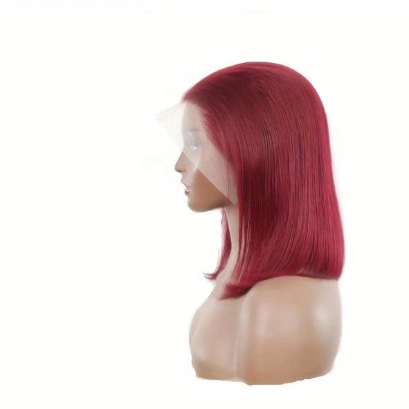 Pelucas Bob con Encaje Frontal Burdeos, Corte Recto Pre - Desplumado - Quierox - Tienda Online