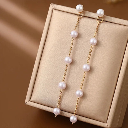 Pendiente de gota con borla de perla de imitación blanca coreana - Quierox - Tienda Online