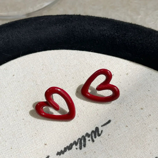 Pendientes Ankela rojos de boton con forma de corazon - Quierox - Tienda Online