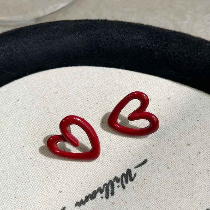 Pendientes Ankela rojos de boton con forma de corazon - Quierox - Tienda Online
