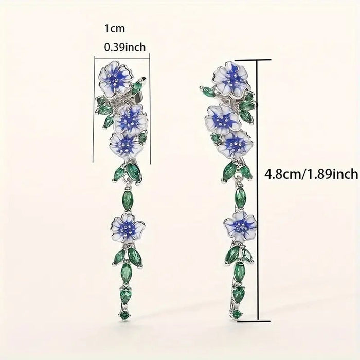 Pendientes colgantes de cadena floral elegante con síntesis - Quierox - Tienda Online