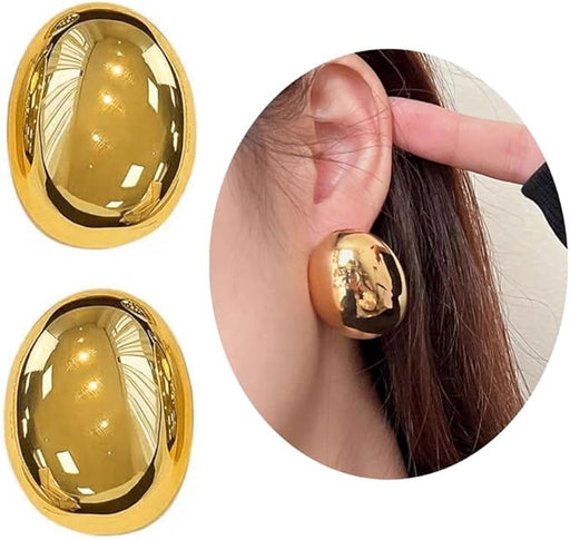 Pendientes con bola elíptica, superficie lisa, versátiles accesorios de joyería para fiestas - Quierox - Tienda Online