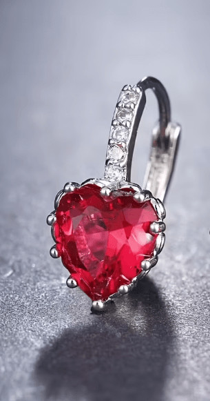 Pendientes con forma de corazón rojo, clips para la oreja, versátiles y elegantes - Quierox - Tienda Online