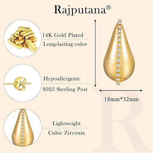 Pendientes con forma de gota de agua gruesos para mujer - Quierox - Tienda Online