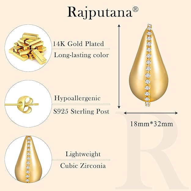 Pendientes con forma de gota de agua gruesos para mujer - Quierox - Tienda Online