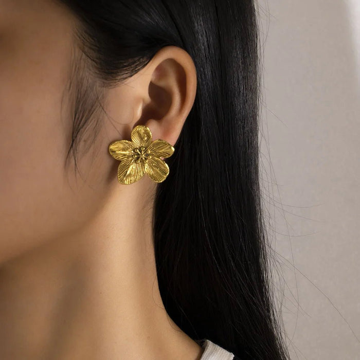 Pendientes con pasador de flor de pétalo grande para mujer - Quierox - Tienda Online