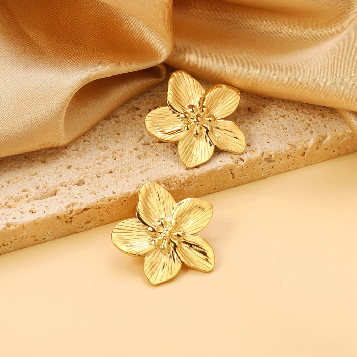 Pendientes con pasador de flor de pétalo grande para mujer - Quierox - Tienda Online