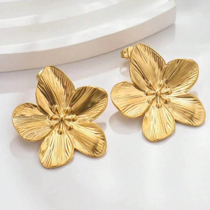 Pendientes con pasador de flor de pétalo grande para mujer - Quierox - Tienda Online