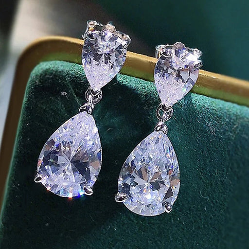 Pendientes con piedra de moissanita, aretes colgantes simples - Quierox - Tienda Online