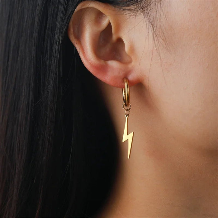 Pendientes de acero inoxidable chapados en relámpago - Quierox - Tienda Online