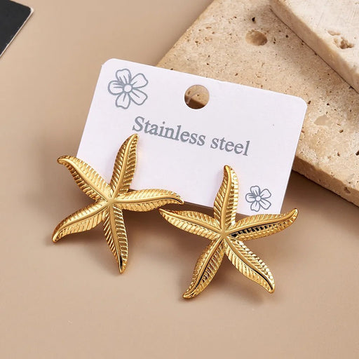 Pendientes de acero inoxidable con forma de estrella de mar - Quierox - Tienda Online
