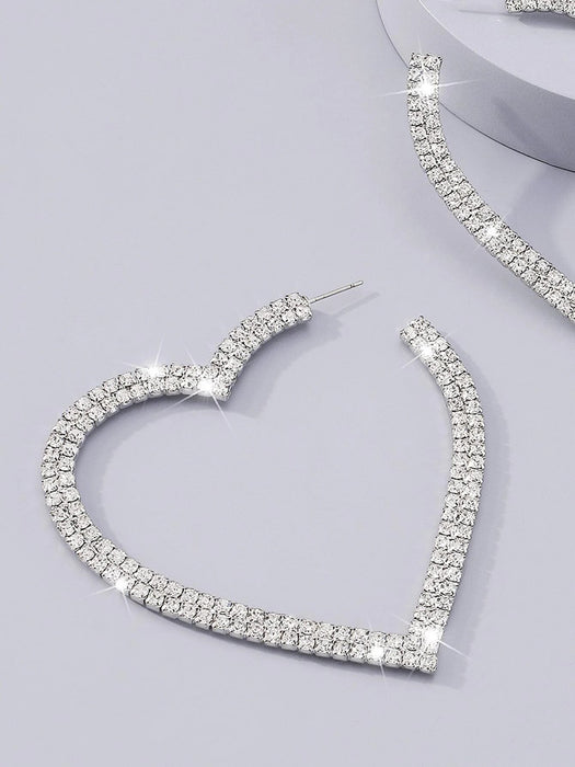 Pendientes de aro abierto con diamante de imitación con diseño de corazón - Quierox - Tienda Online
