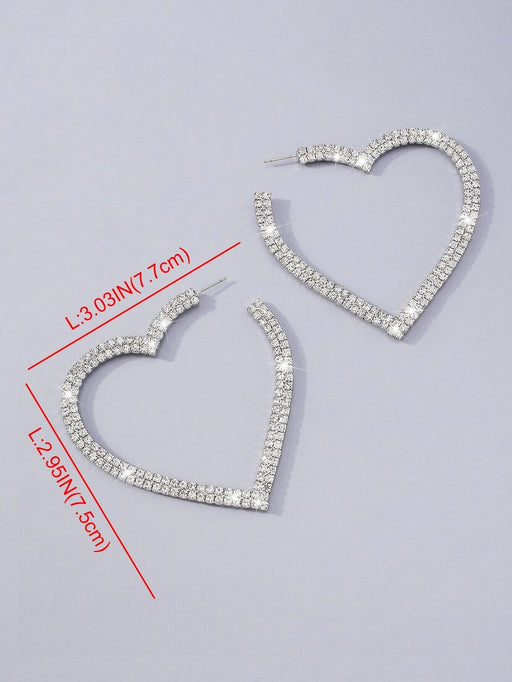 Pendientes de aro abierto con diamante de imitación con diseño de corazón - Quierox - Tienda Online