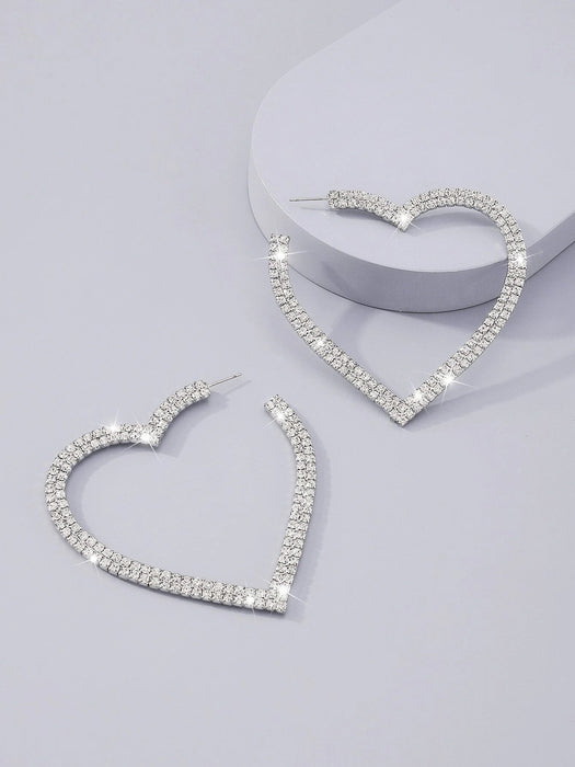 Pendientes de aro abierto con diamante de imitación con diseño de corazón - Quierox - Tienda Online