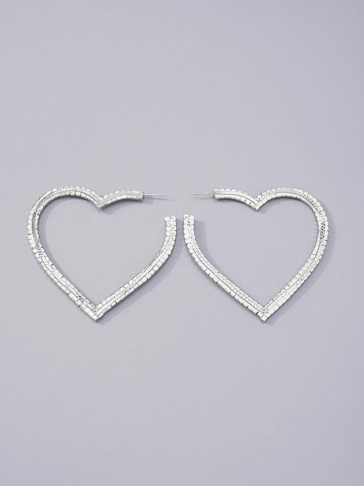 Pendientes de aro abierto con diamante de imitación con diseño de corazón - Quierox - Tienda Online