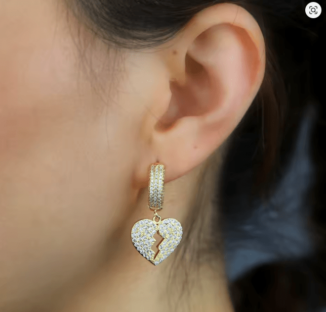 Pendientes de aro con colgante de corazón para hombre y mujer, joyería ostentosa - Quierox - Tienda Online