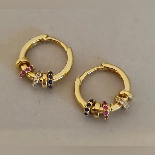 Pendientes de Aro Dorados con Circonitas - Quierox - Tienda Online