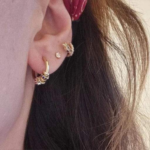 Pendientes de Aro Dorados con Circonitas - Quierox - Tienda Online