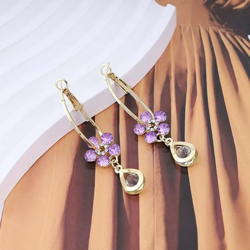 Pendientes De Aro Flor De Cristal Pendientes De Oro Lágrima Pendientes - Quierox - Tienda Online