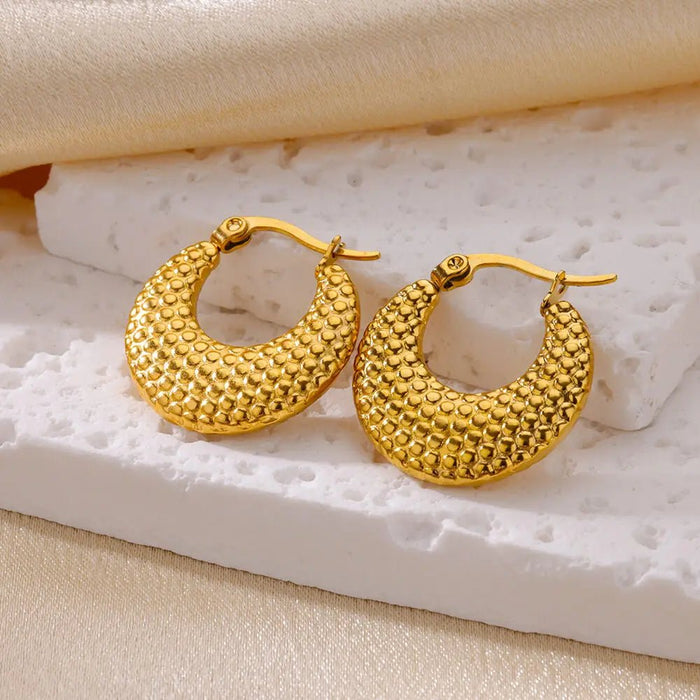 Pendientes de aro redondos de acero inoxidable de moda para mujer - Quierox - Tienda Online