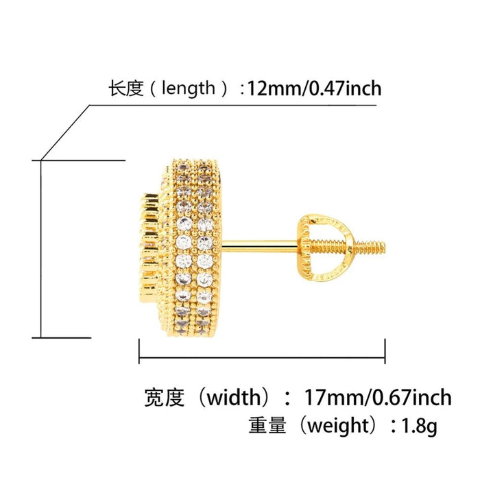 Pendientes de botón con circonita cúbica redonda de lujo - Quierox - Tienda Online