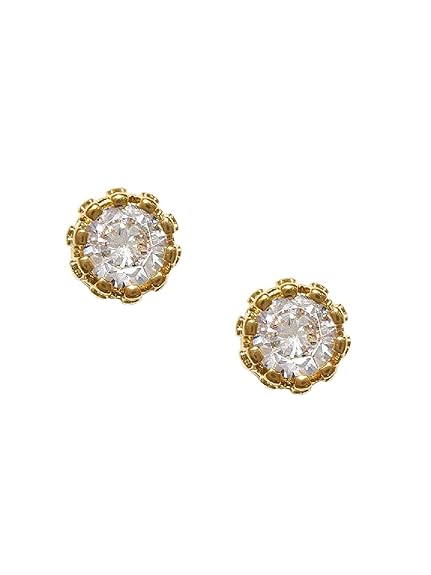 Pendientes de botón redondos con circonita cúbica dorados - Quierox - Tienda Online