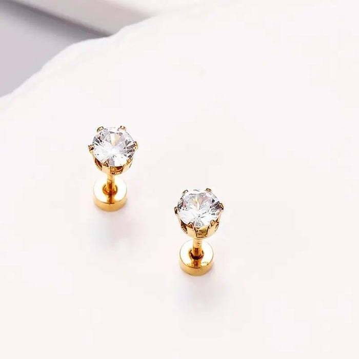 Pendientes de botón redondos de zirconia sintética en 6 pares - Quierox - Tienda Online